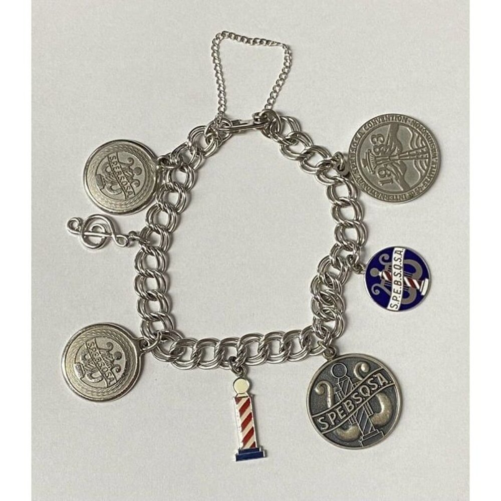 S.P.E.B.S.Q.S.A. Bracelet Charms Barbershop Harmony Society Silver & Enamel